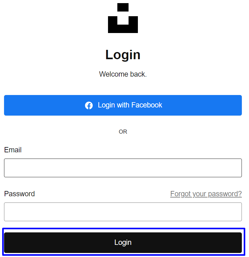 Submit call to action button in the form of a "login" button.