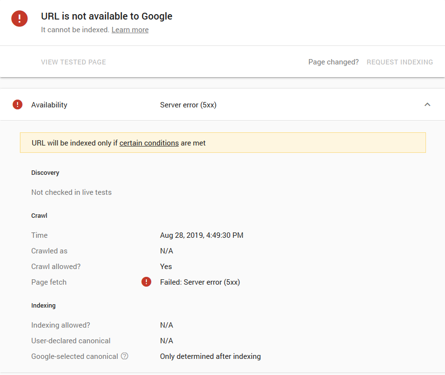 Advantage of Google Search Console URL Inspection Tool for improved webpages 6 Google Search Console URL Inspection Tool - URL is not available to Google