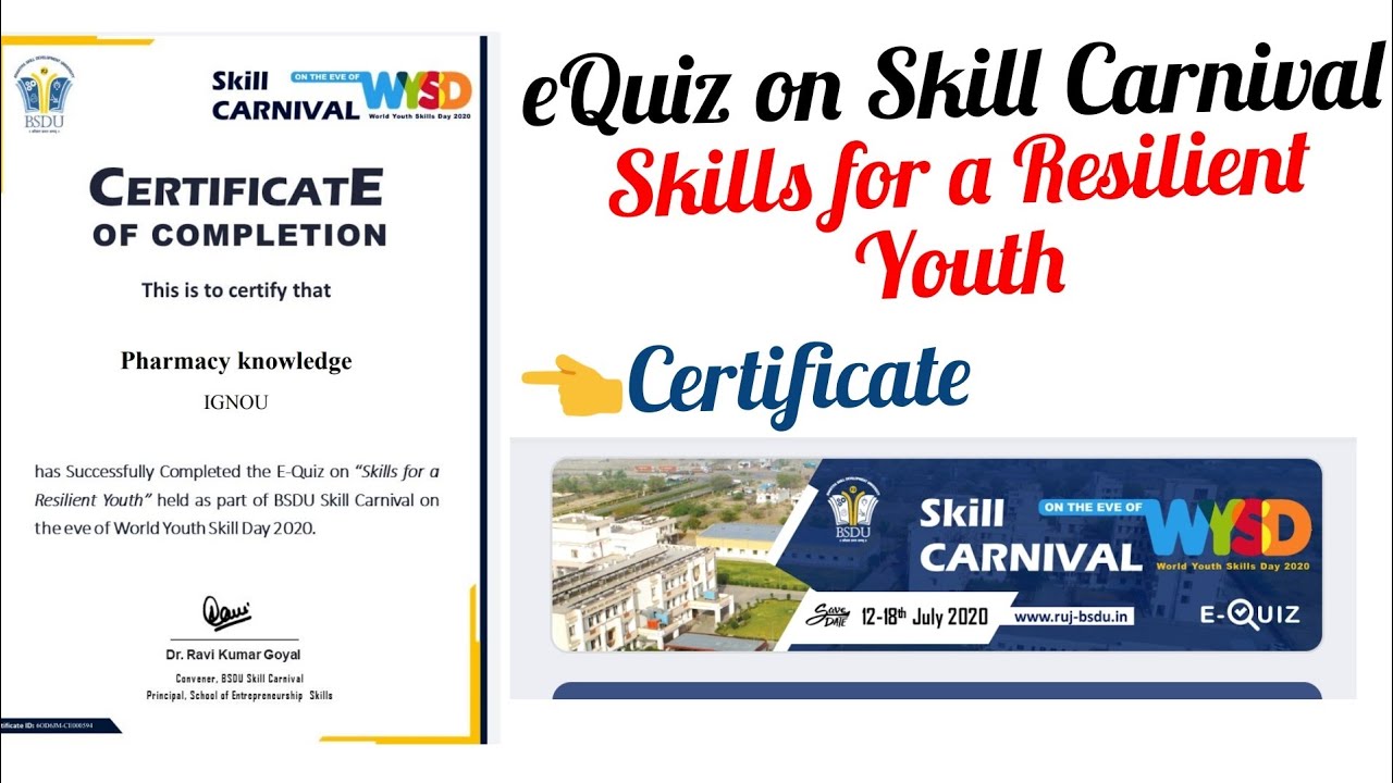 BSDU Skill Carnival participation certificate